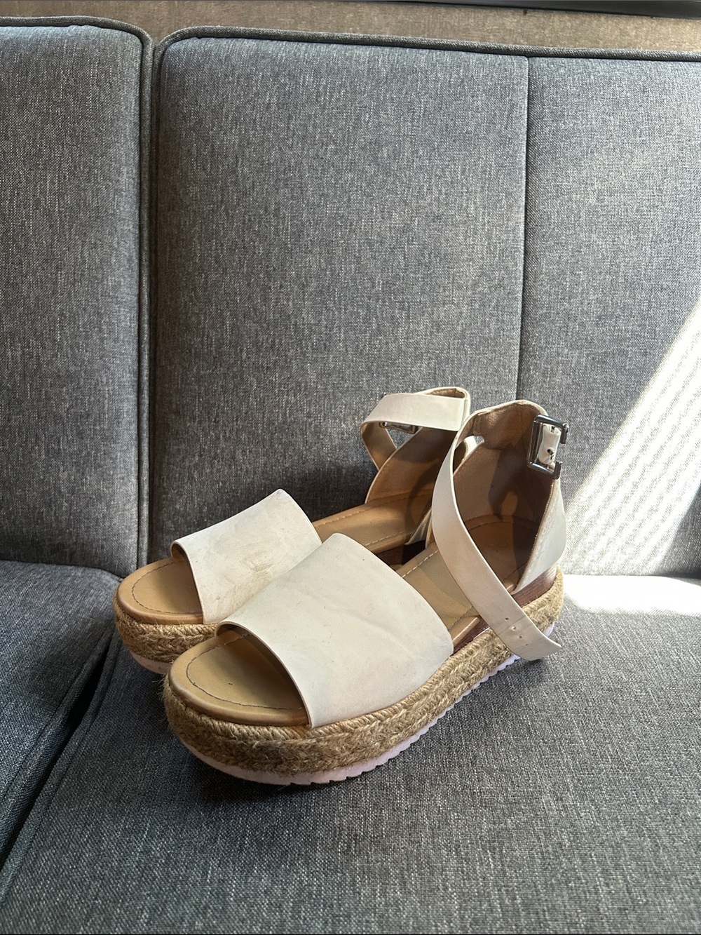 Forever New Cream Espadrille Platform Sandals with Ankle Strap
